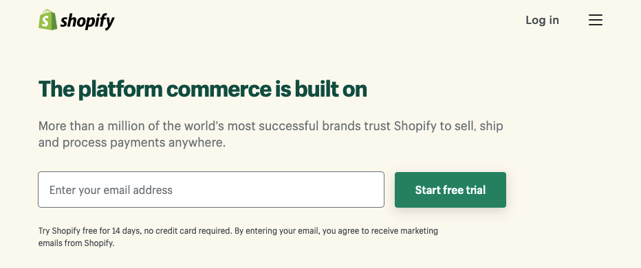 Shopify网站的主页