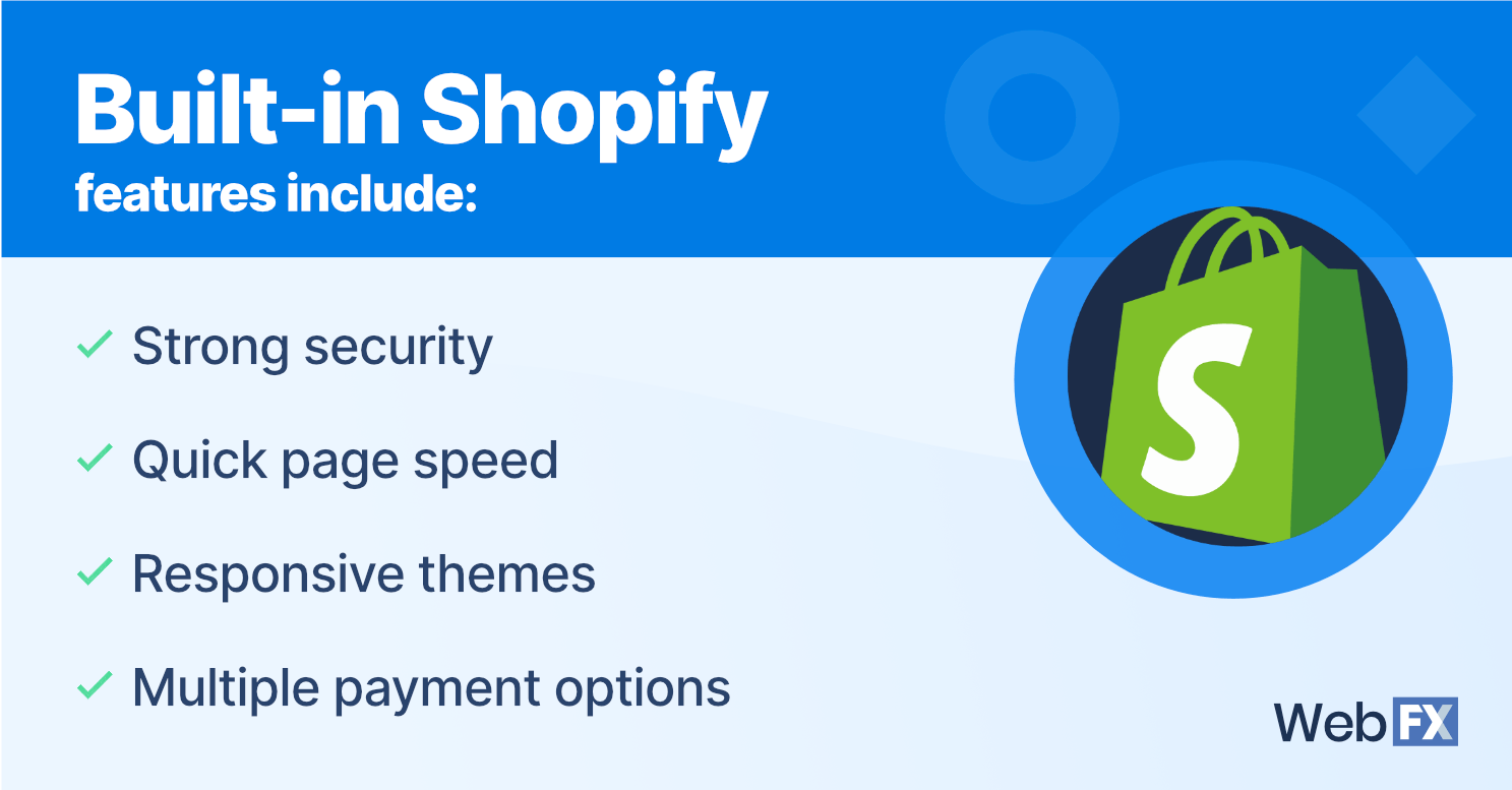 built-in Shopify features graphic