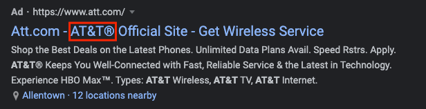 美国电话电报公司(AT&T)谷歌广告