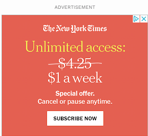 展示广告，要求人们订阅《纽约时报》