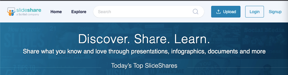 Slideshare的主页