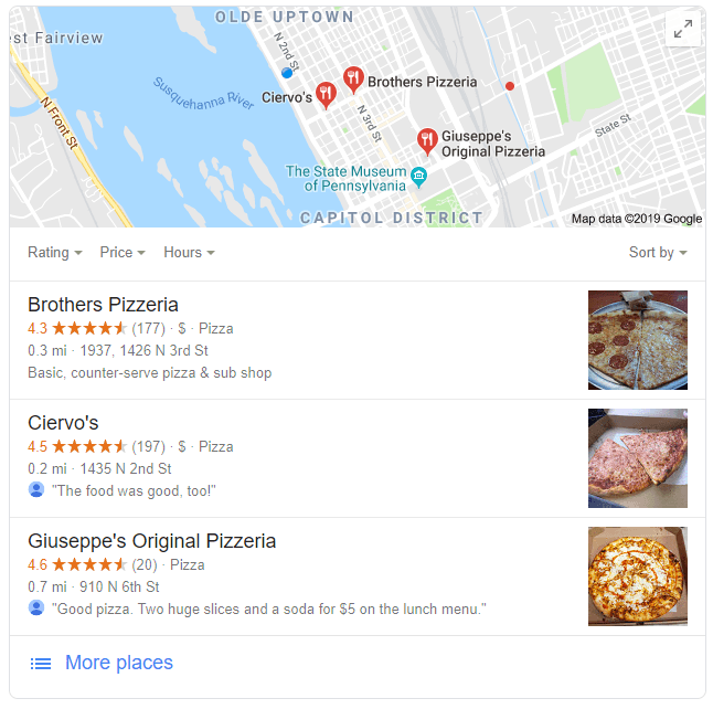 搜索附近最佳披萨店