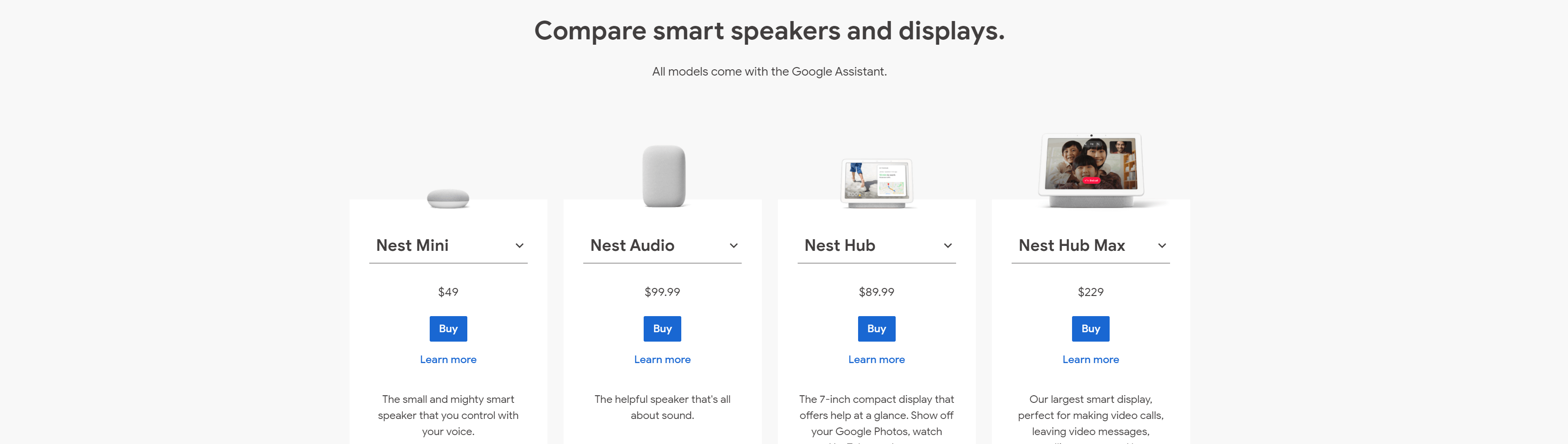 Google smart speakers