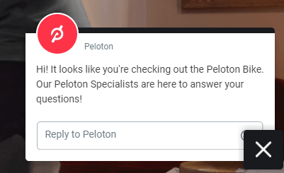 chatbot on peloton's website