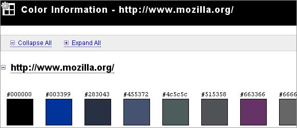 Firefox Web开发扩展-“信息>颜色信息”选项