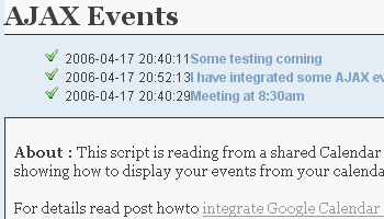 如何集成谷歌日历在您的网站使用AJAX -截图