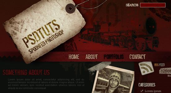 How to Create a Grunge Web Design in Photoshop - screen shot.