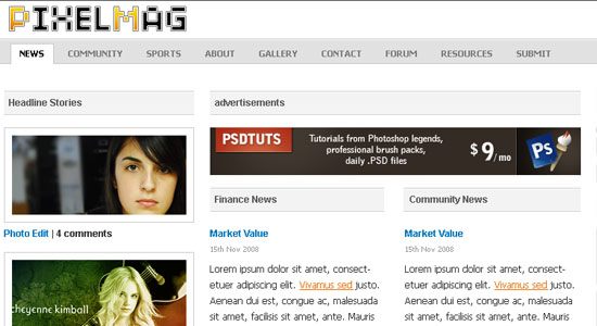 Professional Magazine Web Layout - screen shot.