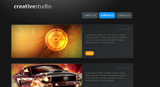 Creative Studio Web Page - screen shot.