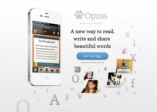 iOS应用网站设计:Opuss”width=