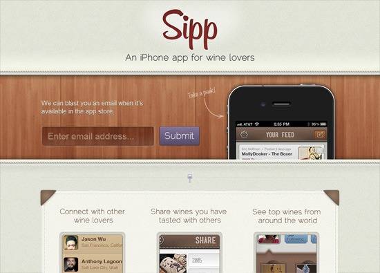 iOS应用网站设计:Sipp”width=