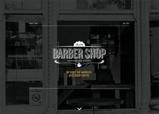 深色网站设计范例:The Old Barber Shop”width=