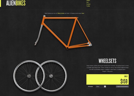 黑暗网站设计的例子:Alien Bikes”width=