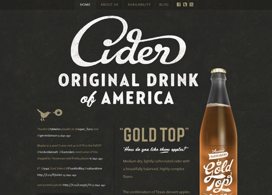 深色网站设计范例:Gold Top Cider”width=