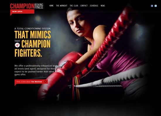 Dark网站设计范例:Champion Boxing Fitness”width=