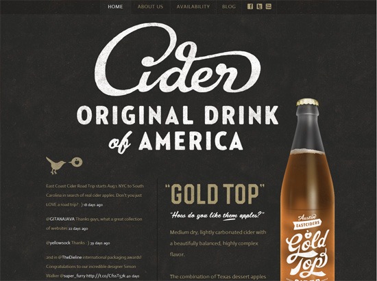 纹理网站设计示例:Gold Top Cider＂width=