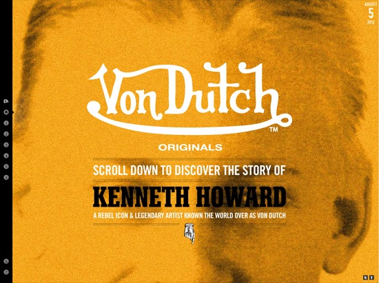 纹理网站设计的例子:Von Dutch＂width=