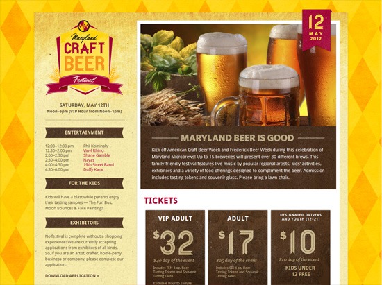 纹理网站设计示例:马里兰州精酿啤酒节＂width=