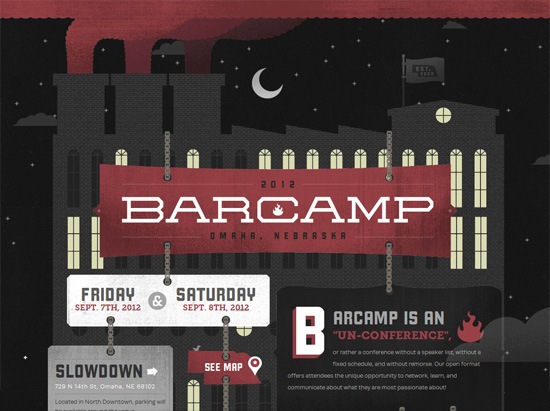 纹理网站设计示例:Barcamp Omaha 2012＂width=