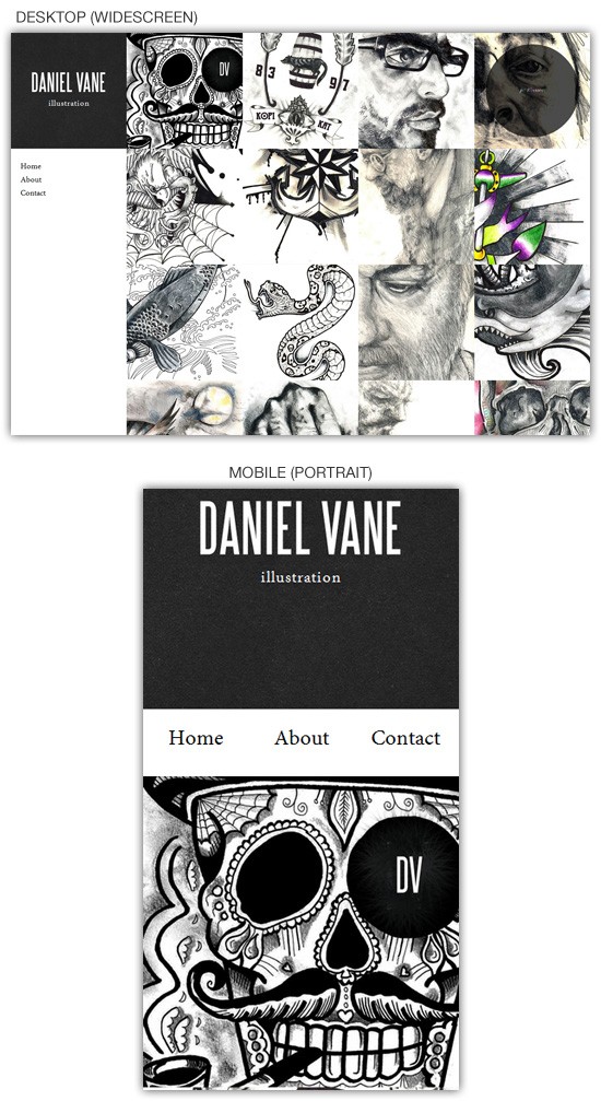 响应式网页设计例子:Daniel Vane