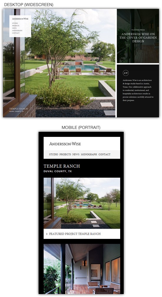 响应式网页设计示例:Andersson-Wise Architects