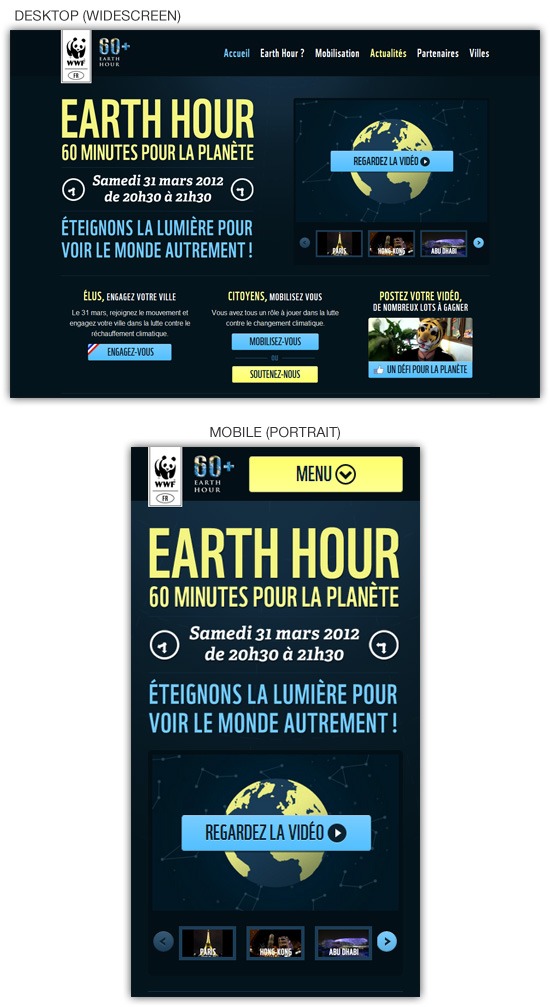 响应式网页设计例子:地球一小时