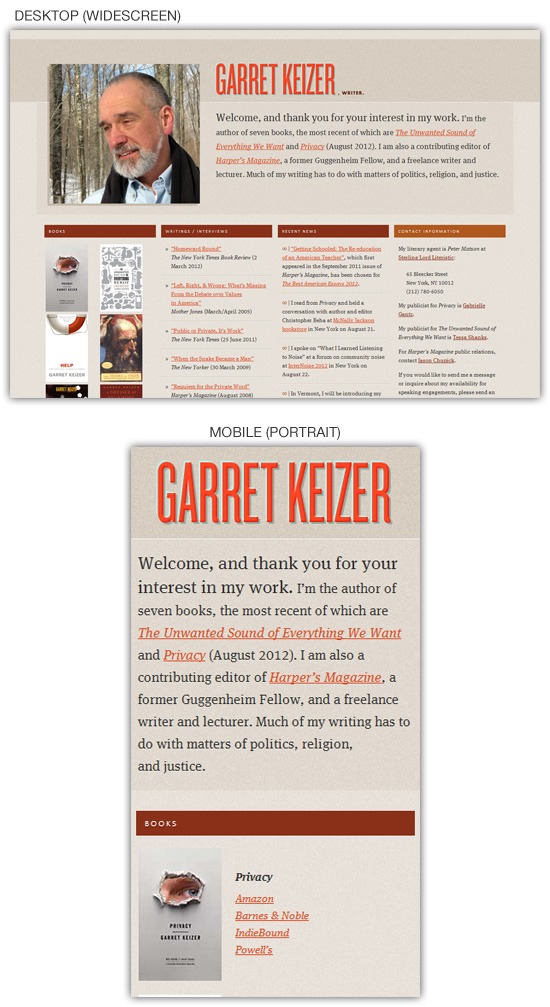 响应式网页设计示例:Garret Keizer