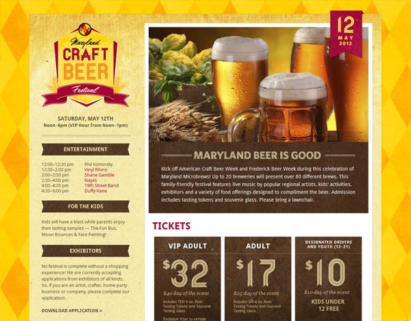 有质感的网站设计例子:马里兰精酿啤酒节