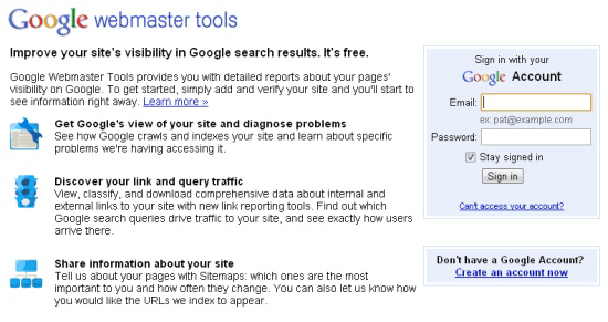 谷歌网站管理员工具
