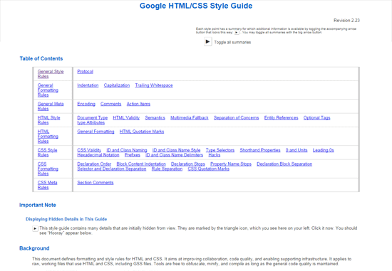 谷歌HTML/CSS样式指南