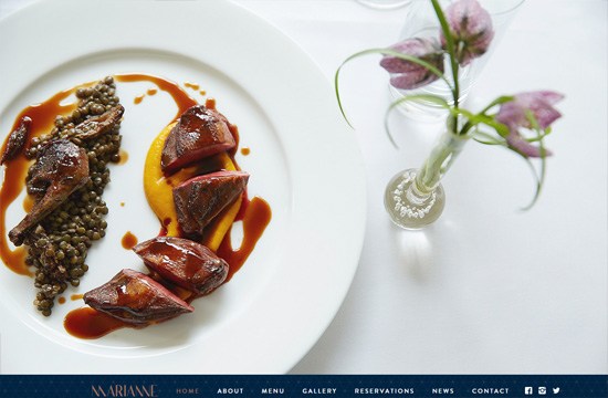 一个有大背景图片的网站的例子:Marianne Restaurant