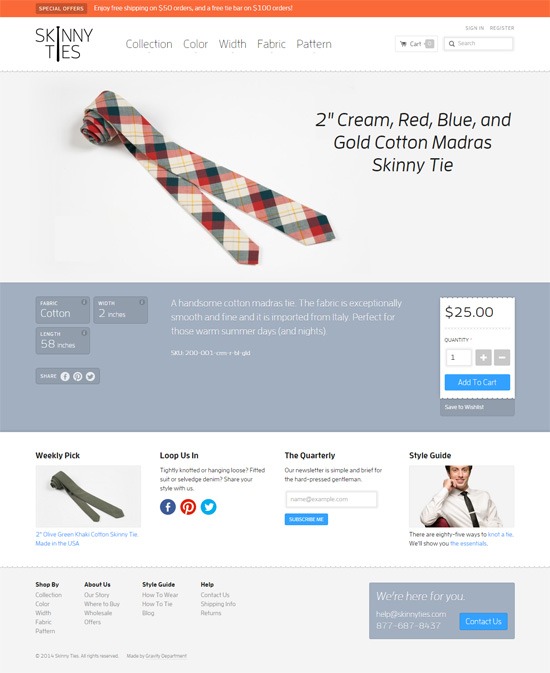 产品页面设计:Skinny Ties