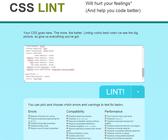 CSS Lint用户界面截图