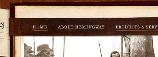 欧内斯特·海明威收藏导航菜单屏幕截图。