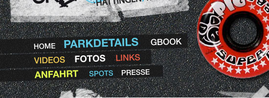 滑板公园哈廷根/鲁尔导航菜单屏幕截图。