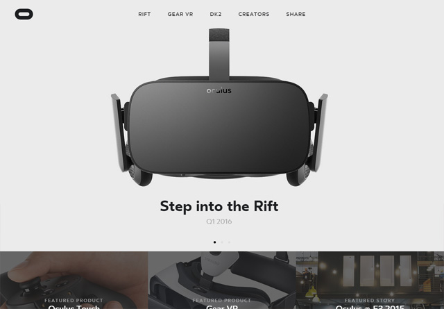 一个干净的网站截图:Oculus