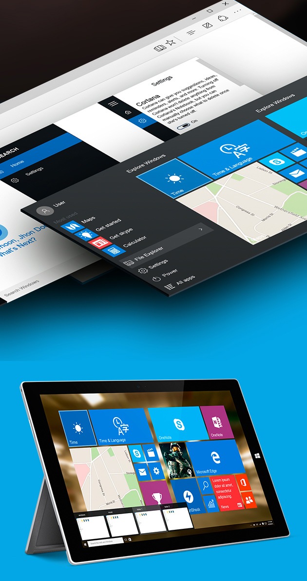 Windows 10移动和桌面图形用户界面