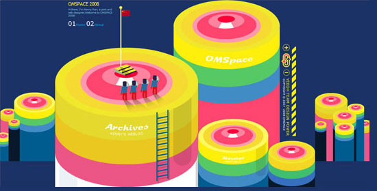 在Illustrator中创建Omspace 3D圆柱体图形-预览。