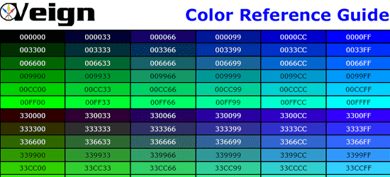 颜色参考指南-屏幕截图。
