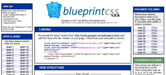 蓝图CSS小抄-屏幕截图。
