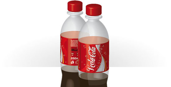 3D对象和透明度使矢量可乐瓶设计预览。