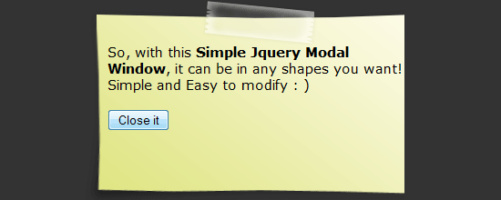 简单的jQuery模态窗口教程教程截图。
