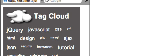 构建一个jquery支持的标签云屏幕截图。