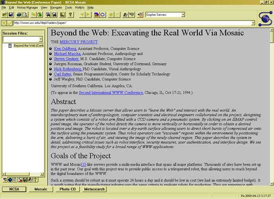 Mosaic -第一个面向大众的图形网络浏览器