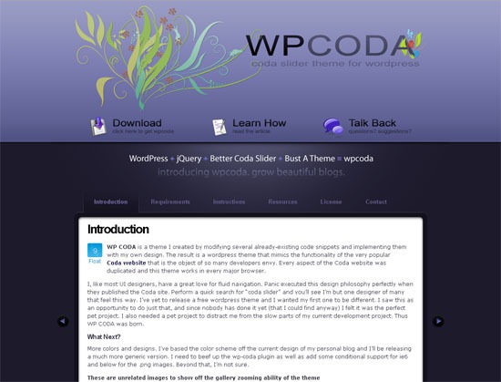 WP CODA-屏幕截图。