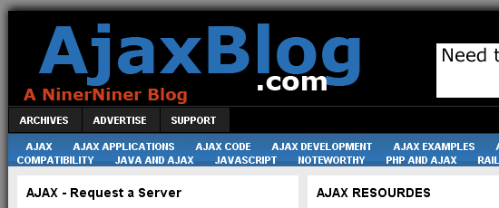 Ajax博客-屏幕截图。