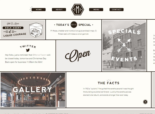 极简主义网站设计灵感:Mercer酒馆