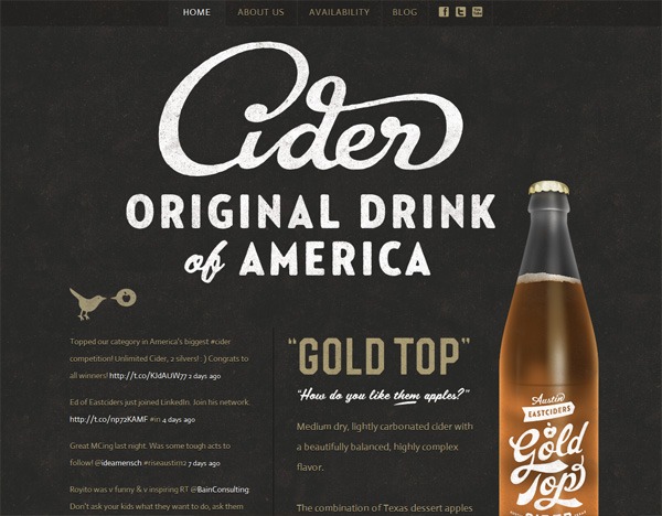 有质感的网站设计例子:Gold Top Cider