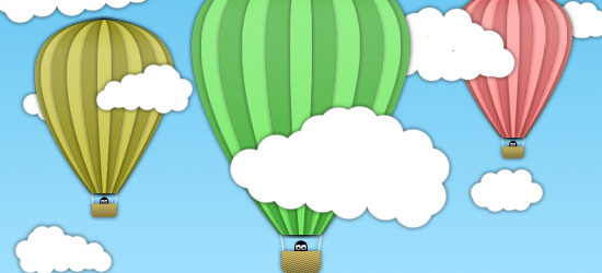 卡通热气球场景-屏幕截图。