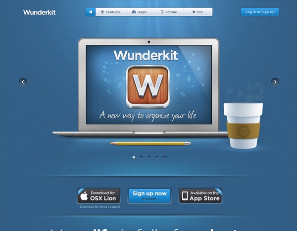 纹理网站设计示例:Wunderkit
